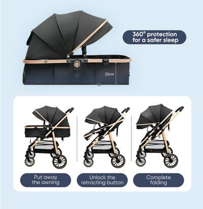 Easystrolls | Baby Stroller 3 in 1 Luxurious Compact Stroller