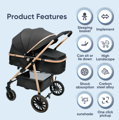 Easystrolls | Baby Stroller 3 in 1 Luxurious Compact Stroller