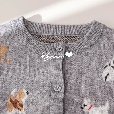 Cartoon Dogs Knit Cardigan