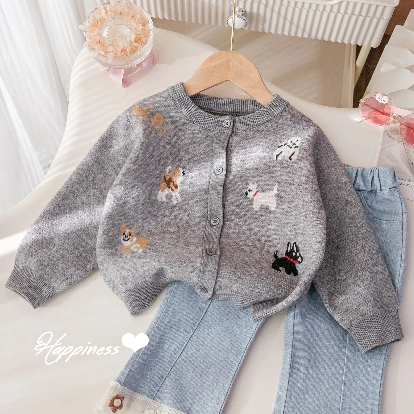 Cartoon Dogs Knit Cardigan