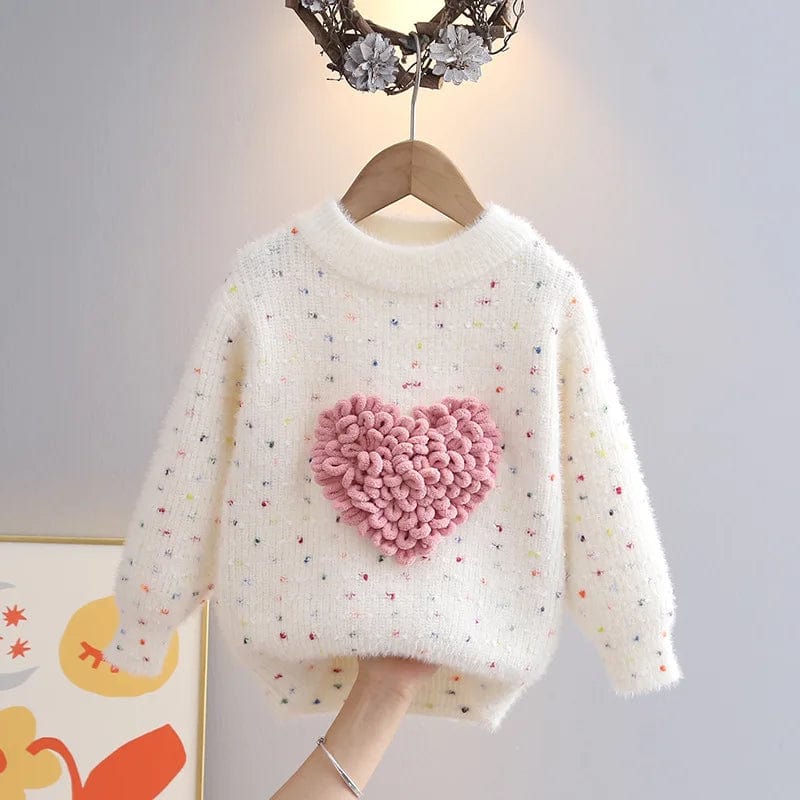 Girls Heart Knit Sweater