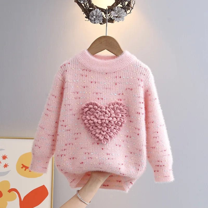 Girls Heart Knit Sweater