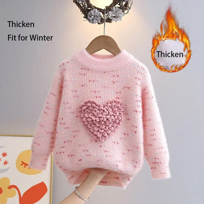 Girls Heart Knit Sweater