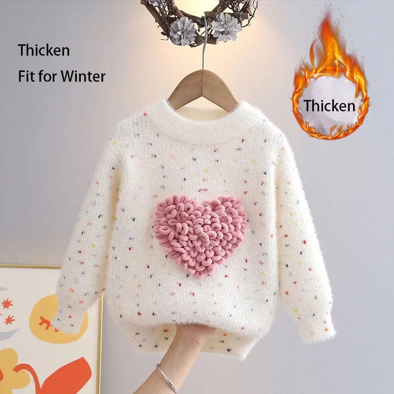 Girls Heart Knit Sweater