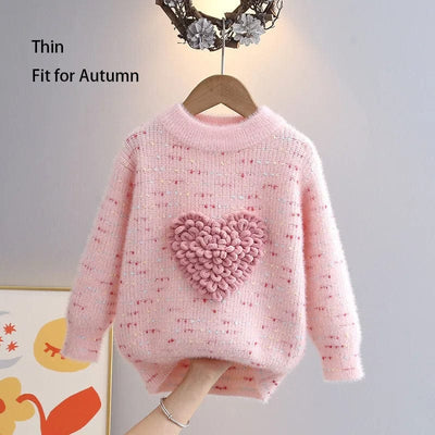 Girls Heart Knit Sweater