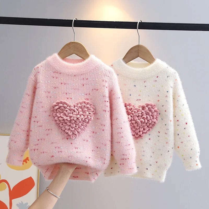 Girls Heart Knit Sweater