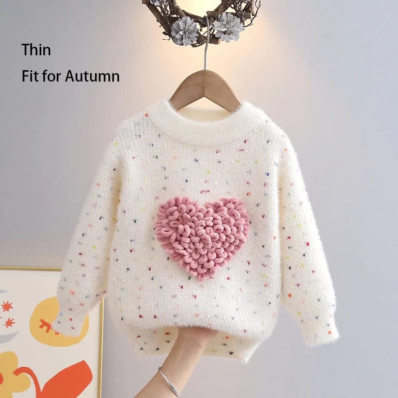 Girls Heart Knit Sweater