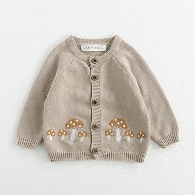 Embroidered Mushroom Cardigan