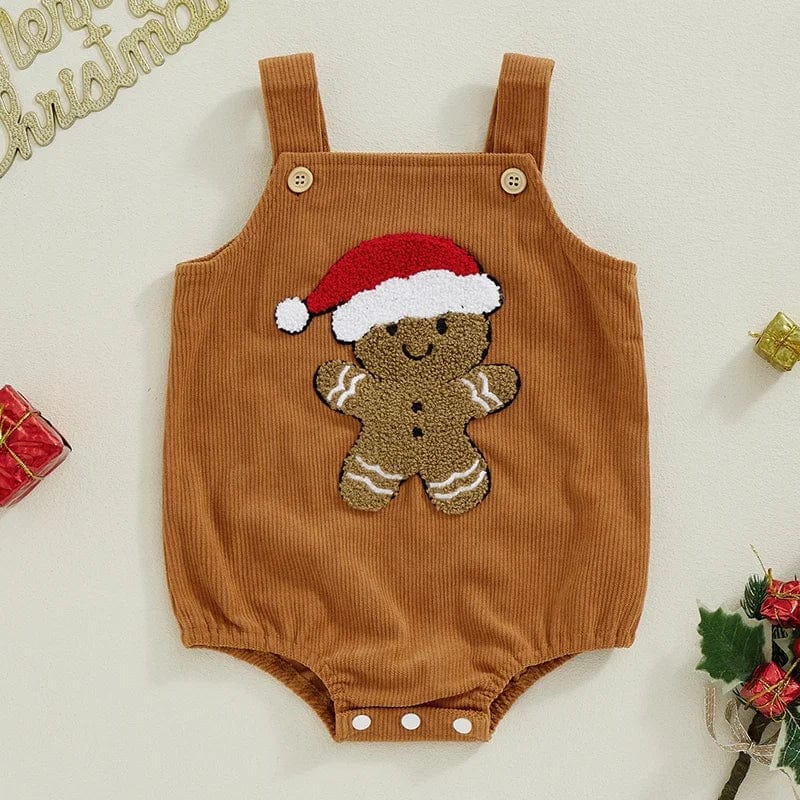 Gingerbread Man Embroidery Sleeveless Jumpsuit