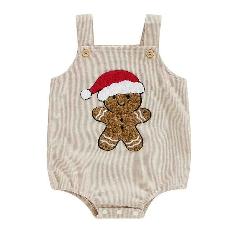 Gingerbread Man Embroidery Sleeveless Jumpsuit