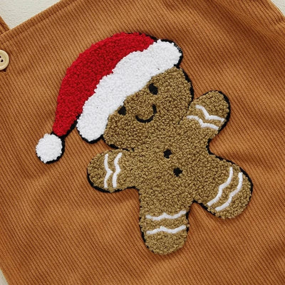 Gingerbread Man Embroidery Sleeveless Jumpsuit