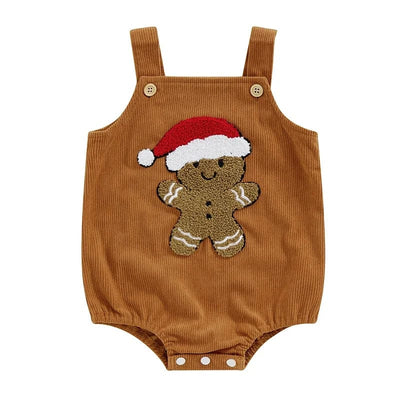 Gingerbread Man Embroidery Sleeveless Jumpsuit