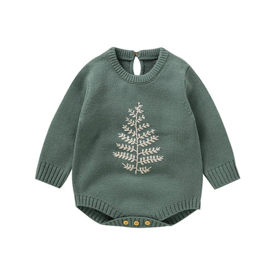 Fresh Wheatear Embroidered Knitted Baby Romper