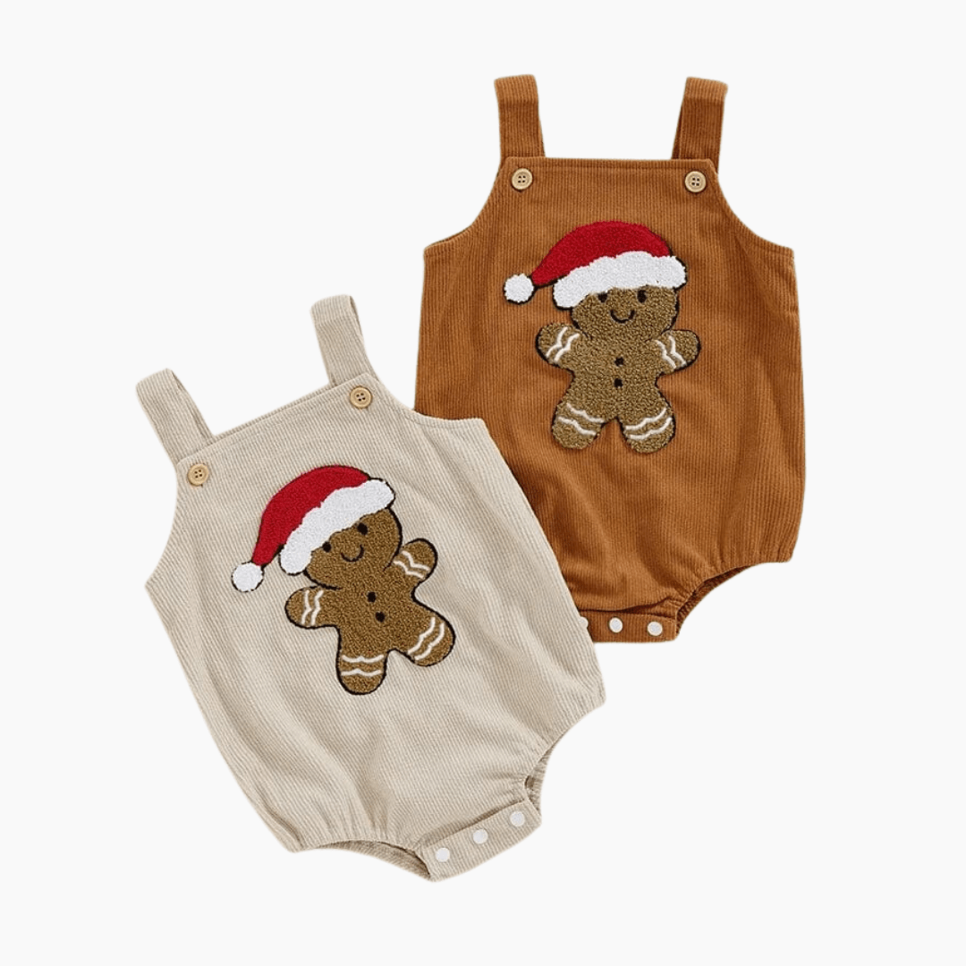 Gingerbread Man Embroidery Sleeveless Jumpsuit