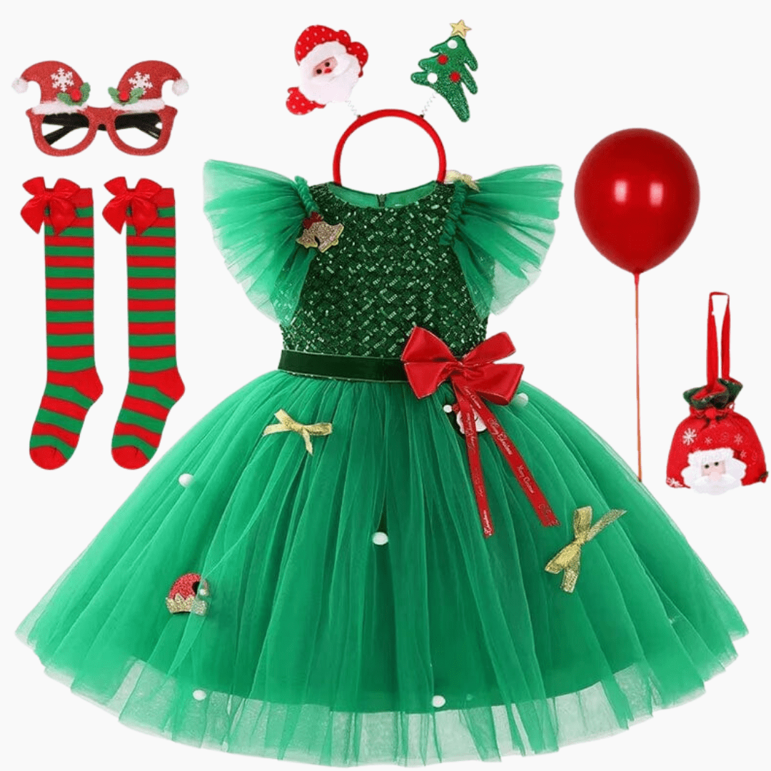 Girls Green Christmas Princess Dress