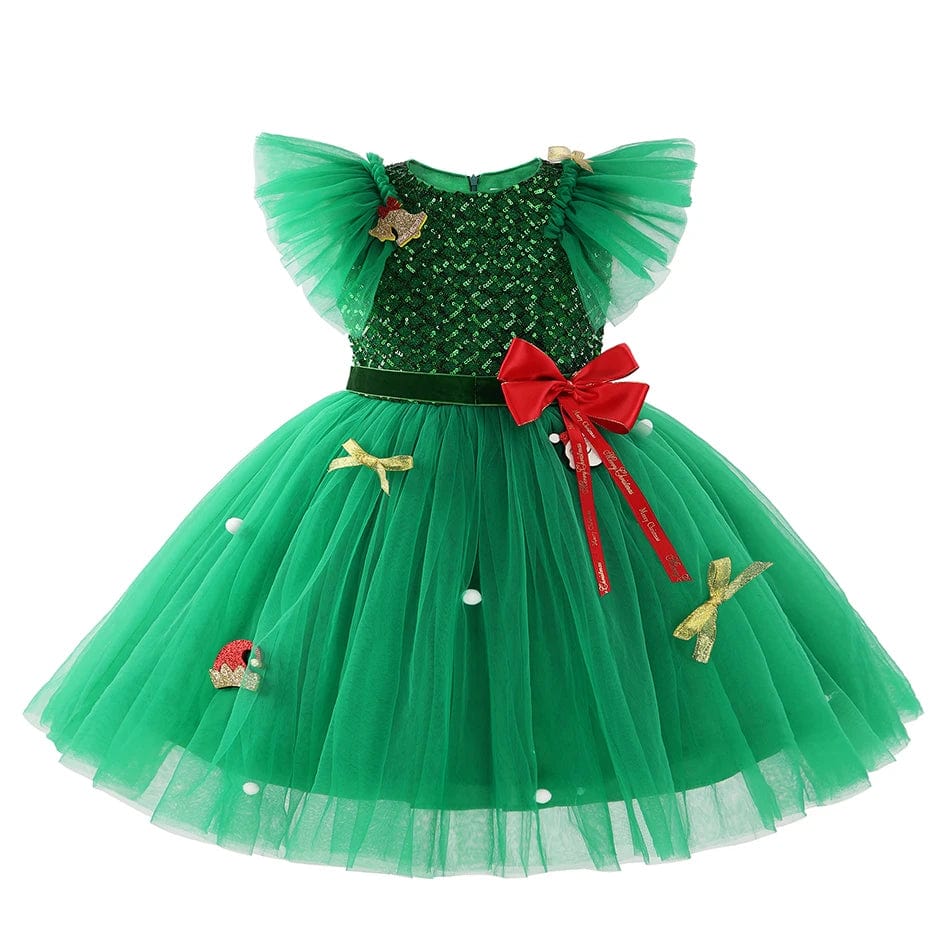 Girls Green Christmas Princess Dress