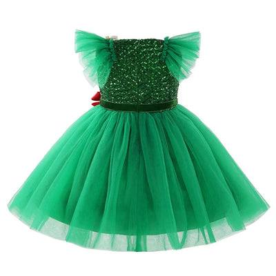 Girls Green Christmas Princess Dress