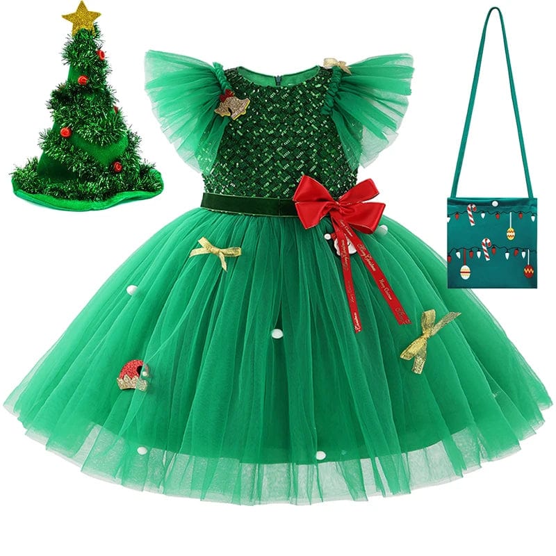 Girls Green Christmas Princess Dress