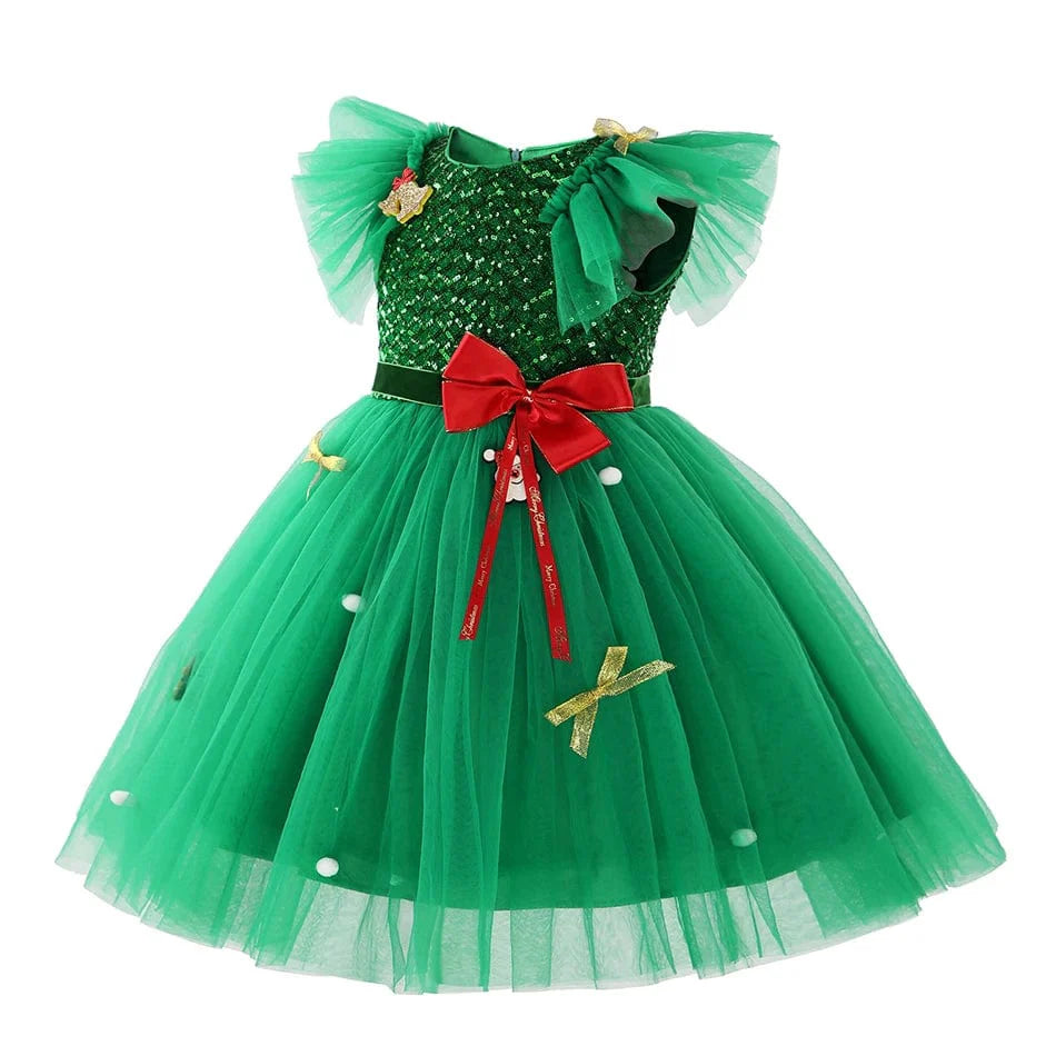 Girls Green Christmas Princess Dress