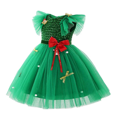 Girls Green Christmas Princess Dress