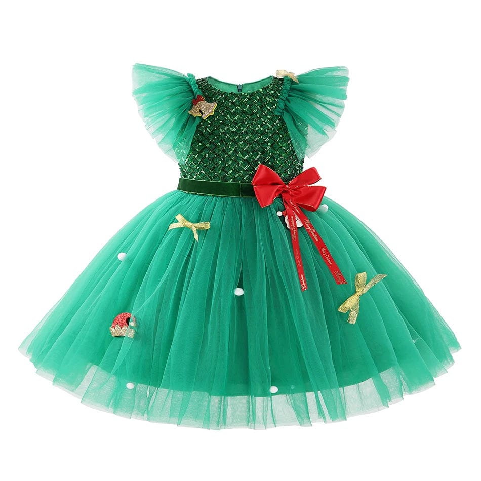 Girls Green Christmas Princess Dress