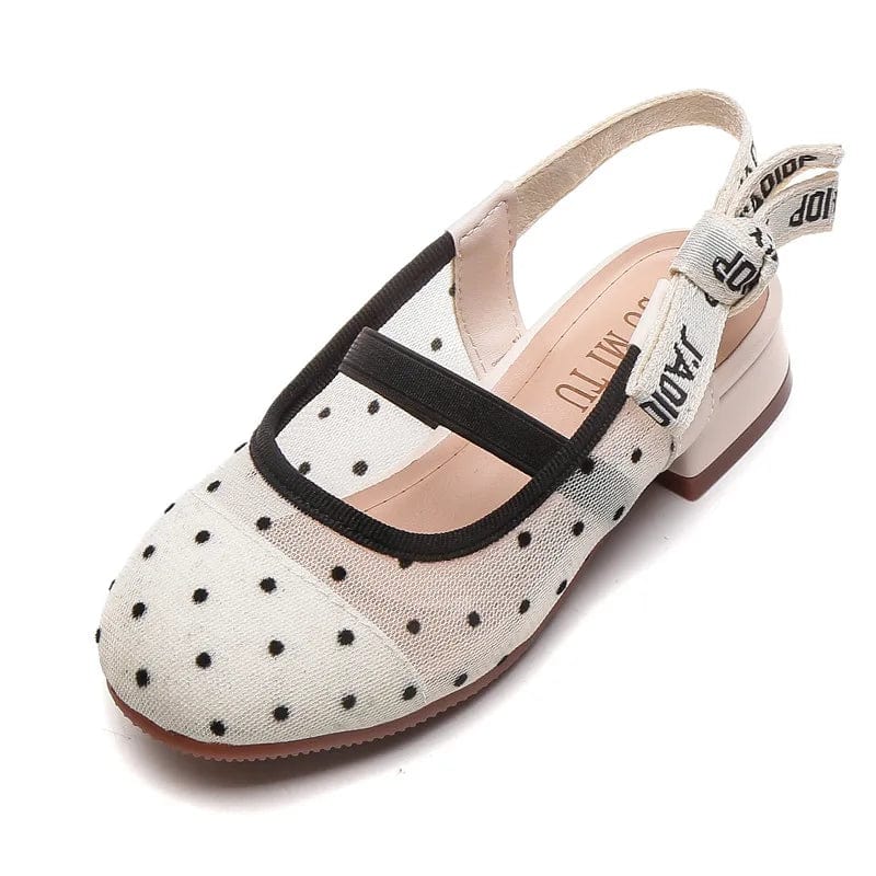 Girls Polka Dot Mesh Slingback Sandals