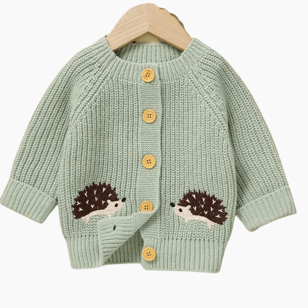 Hedgehog Embroidered Baby Knit Cardigan