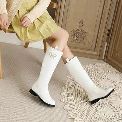 Stylish Knee-High Boots with Bow Accent