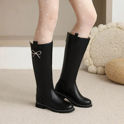 Stylish Knee-High Boots with Bow Accent