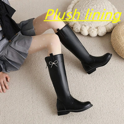 Stylish Knee-High Boots with Bow Accent