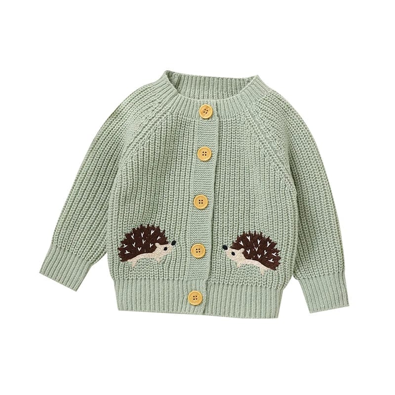 Hedgehog Embroidered Baby Knit Cardigan