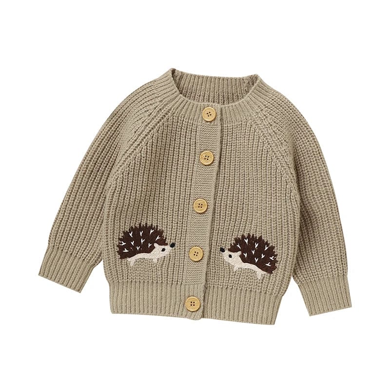 Hedgehog Embroidered Baby Knit Cardigan