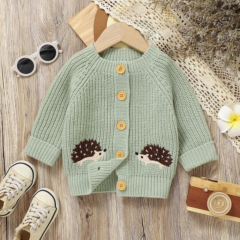 Hedgehog Embroidered Baby Knit Cardigan