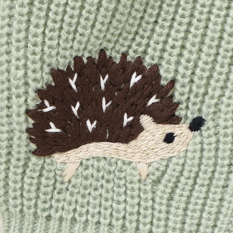 Hedgehog Embroidered Baby Knit Cardigan