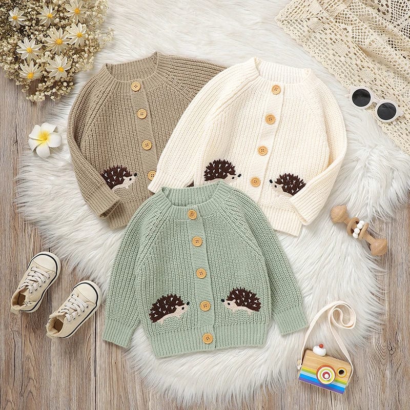 Hedgehog Embroidered Baby Knit Cardigan