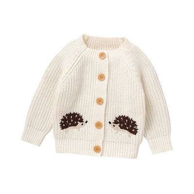 Hedgehog Embroidered Baby Knit Cardigan