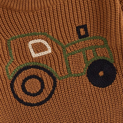 Kids Tractor Print Knit Sweater