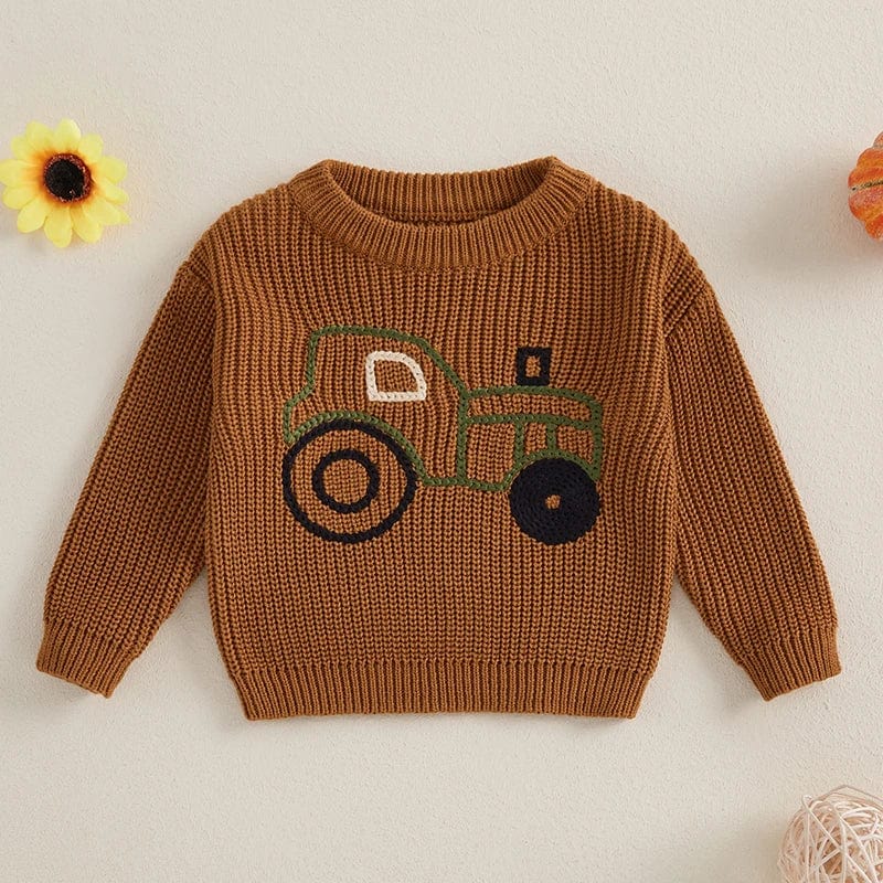 Kids Tractor Print Knit Sweater