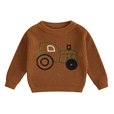 Kids Tractor Print Knit Sweater