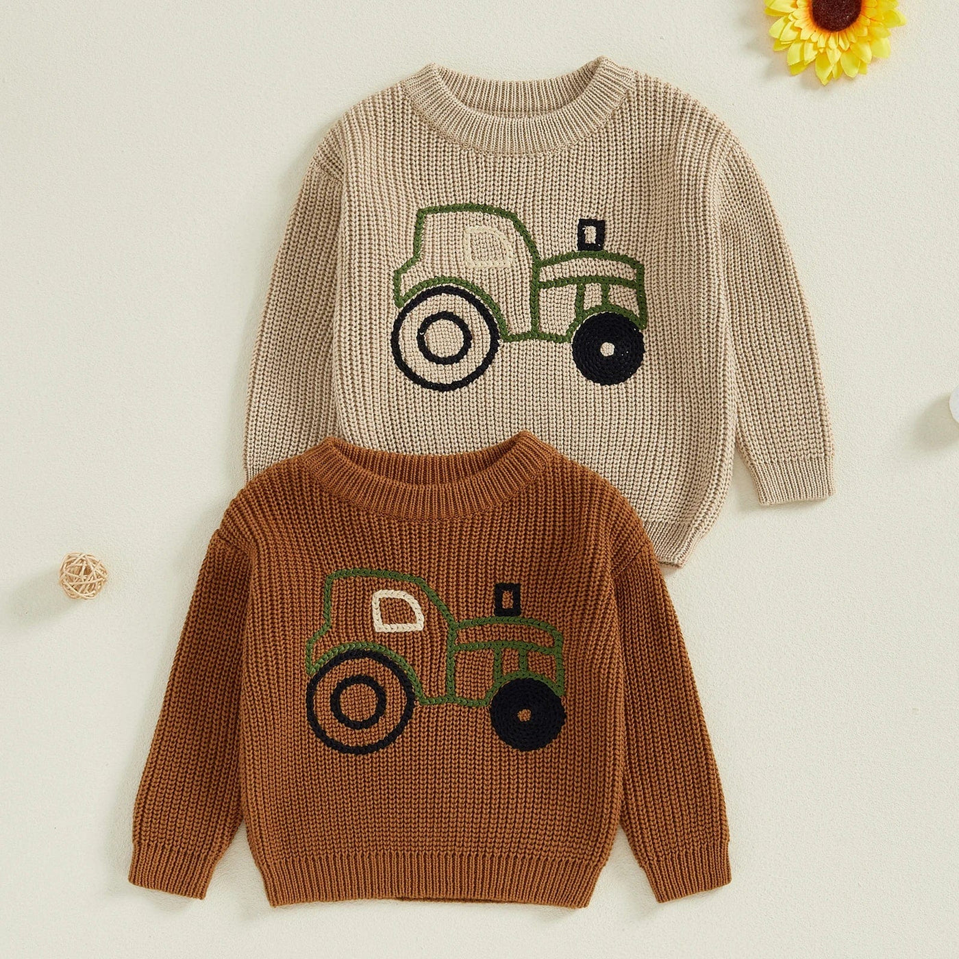 Kids Tractor Print Knit Sweater