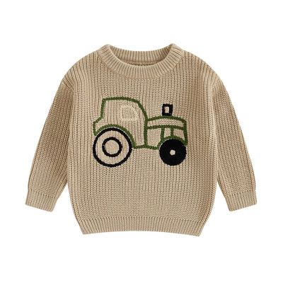 Kids Tractor Print Knit Sweater