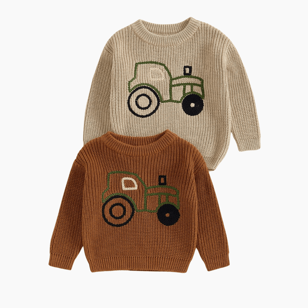 Kids Tractor Print Knit Sweater