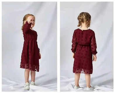 Mommy and daughter Long Sleeve Chiffon Dress