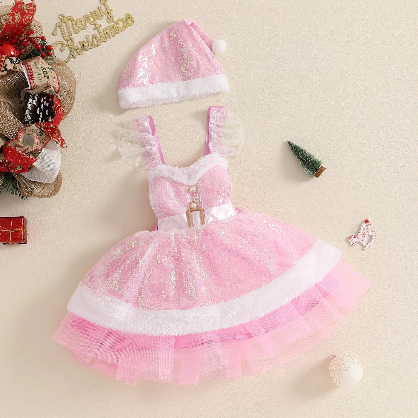 Sparkling Christmas Dress Set for Girls