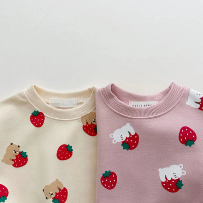 Strawberry Print Tracksuit Set