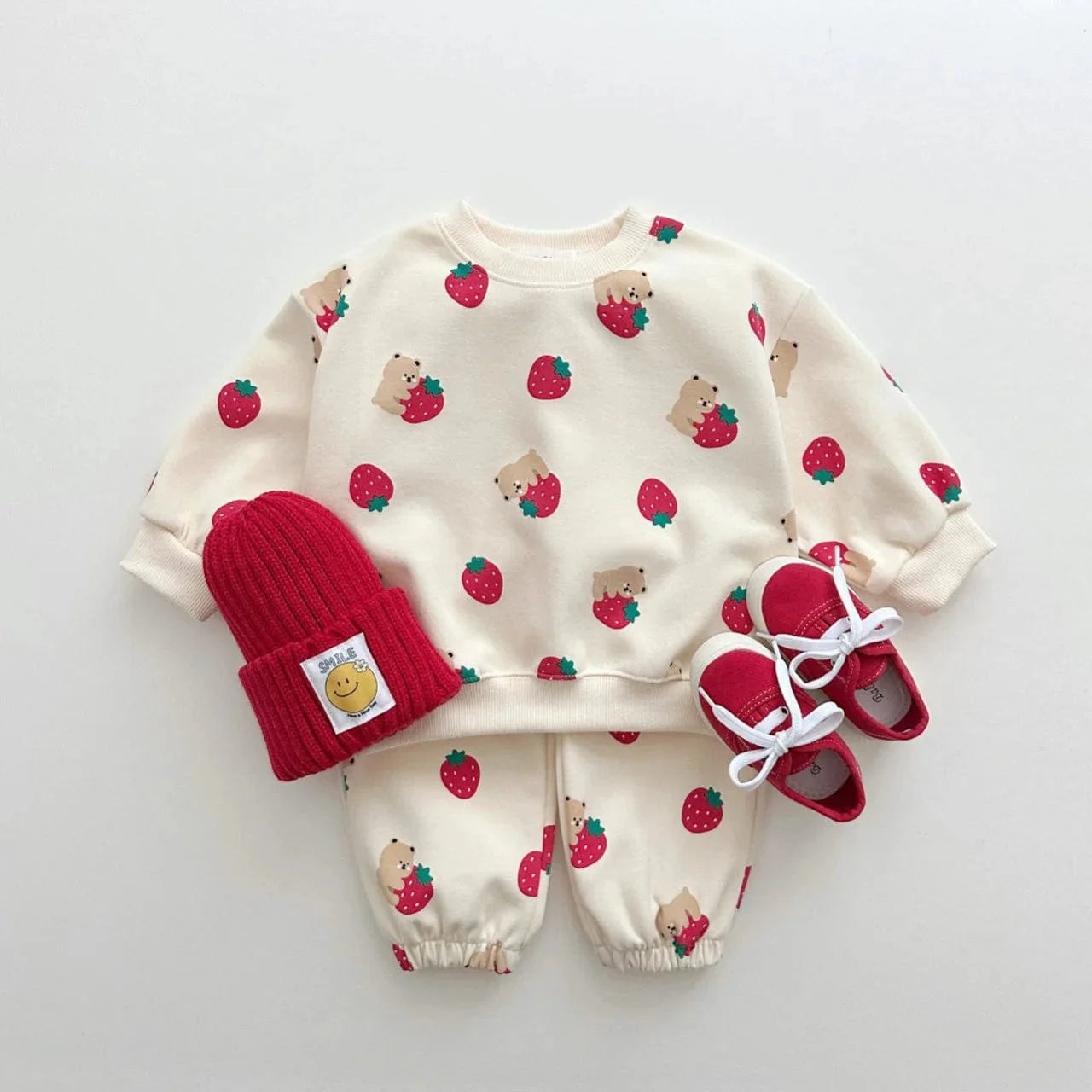 Strawberry Print Tracksuit Set